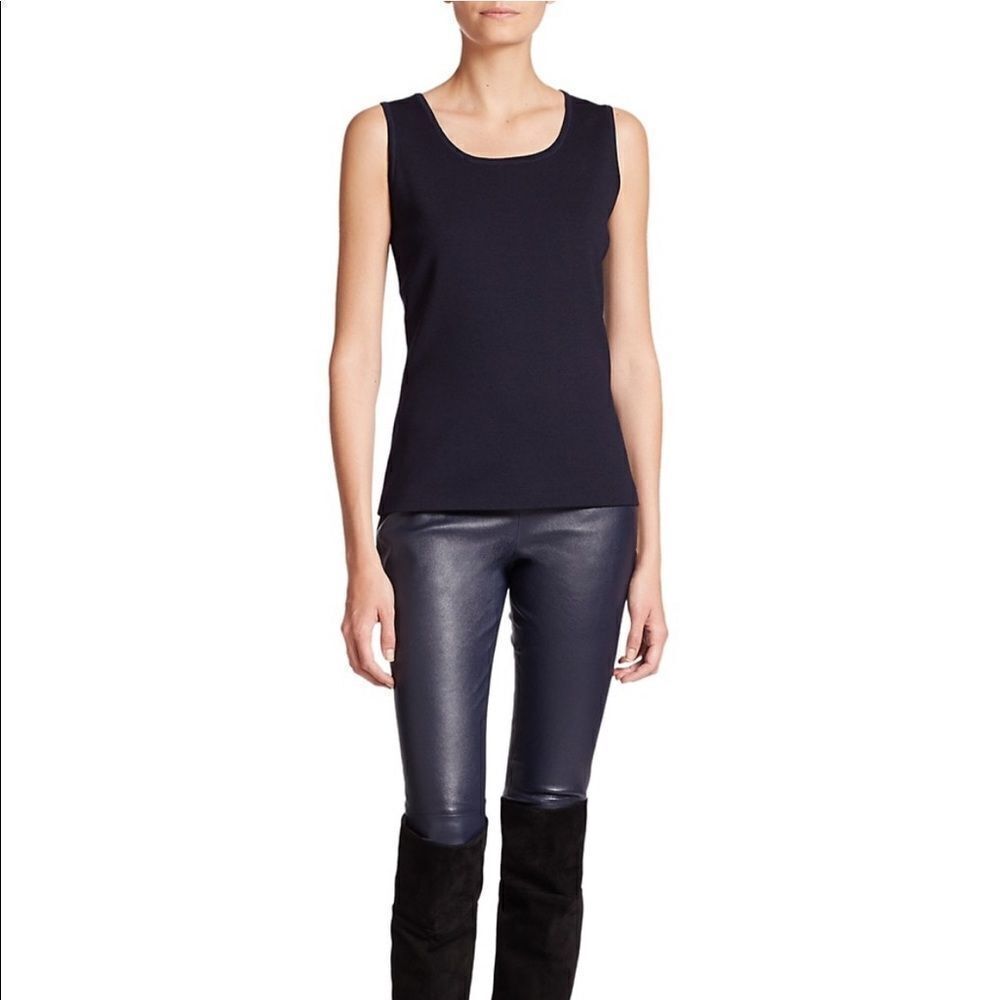 St.John Caviar Knit Tank Top XL Navy Wool&Rayon Mix